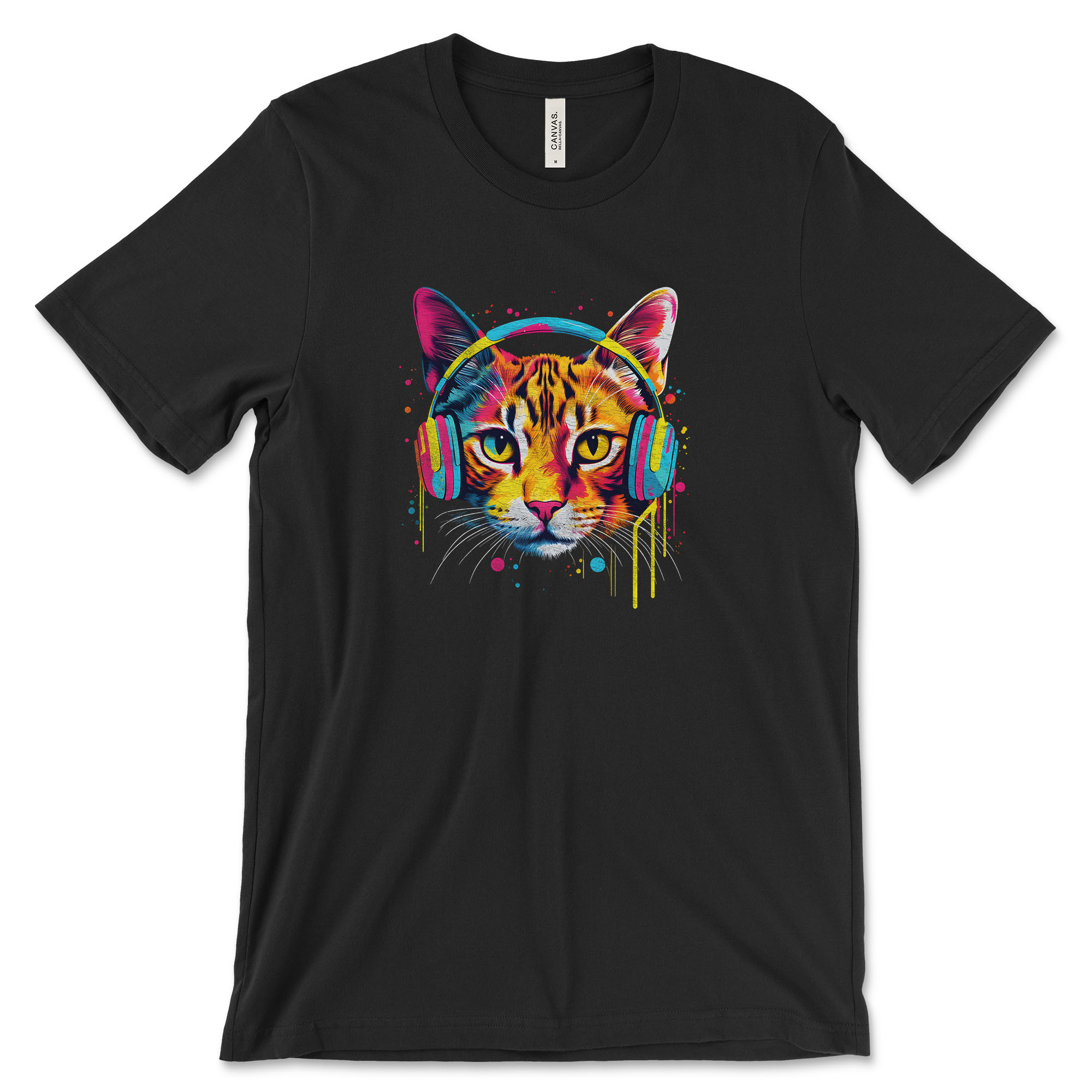 bengal cat headphones t-shirt