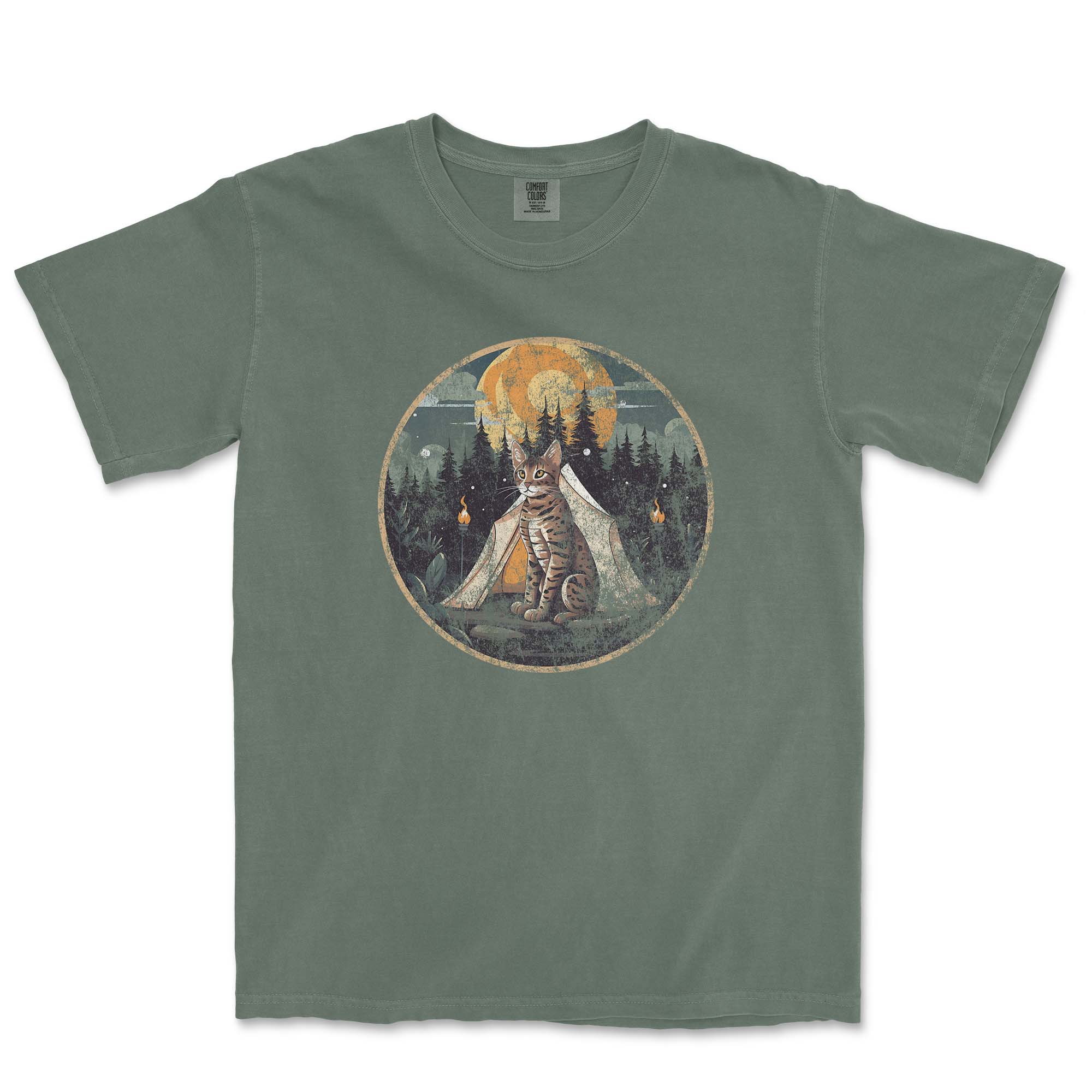 camping cat t-shirt