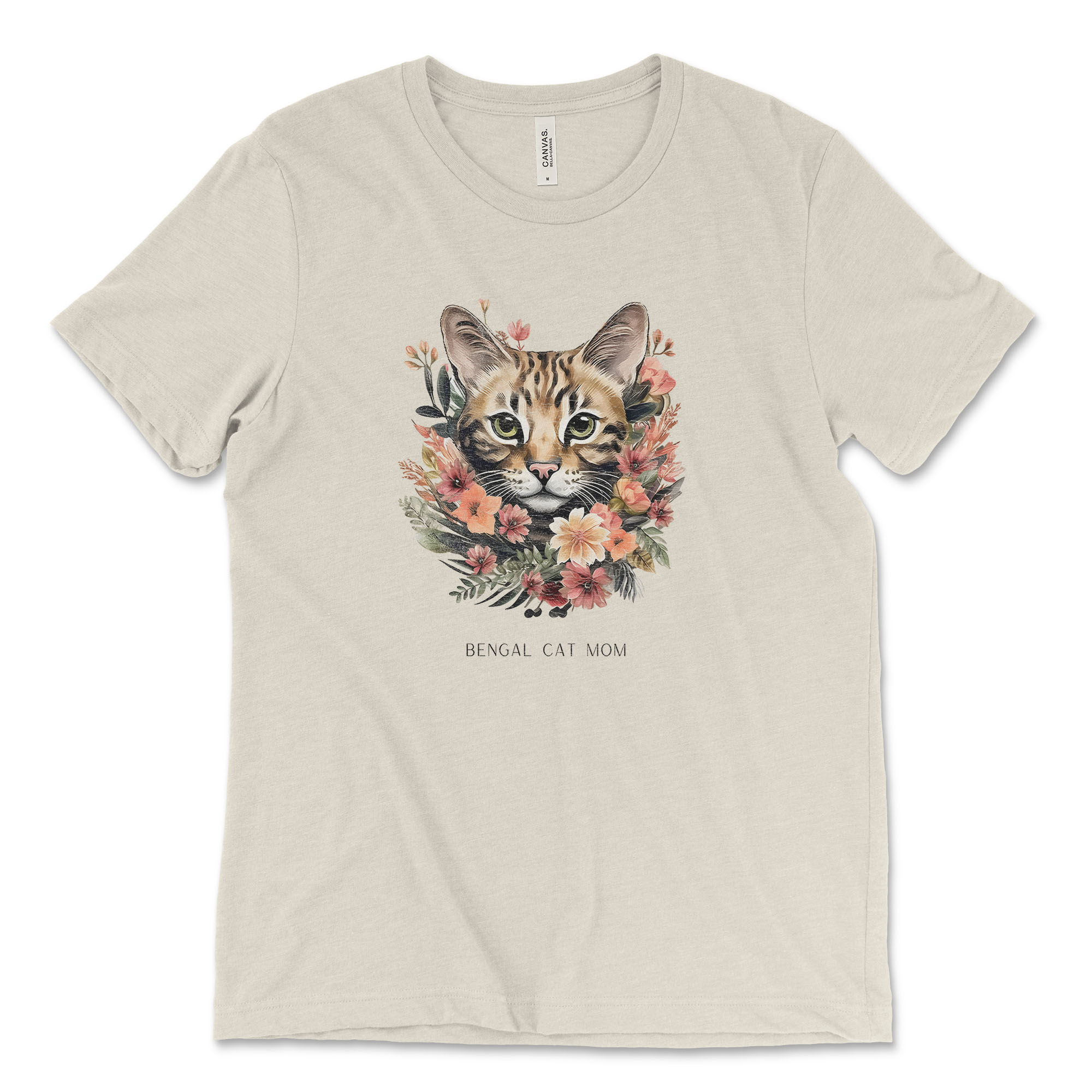 flowers bengal cat mom t-shirt