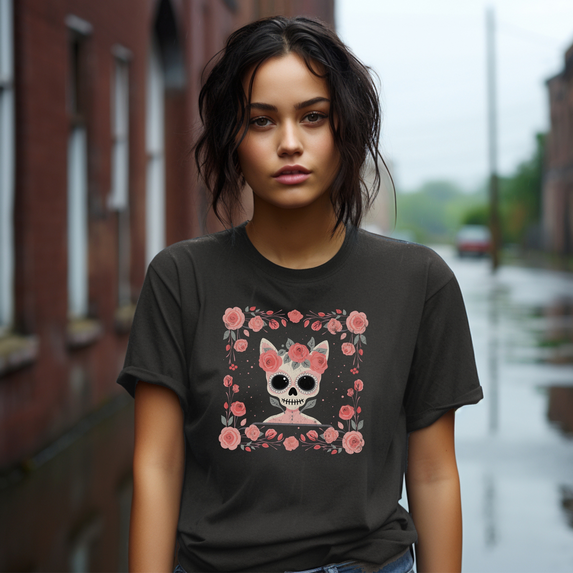 day of the dead cat t shirt